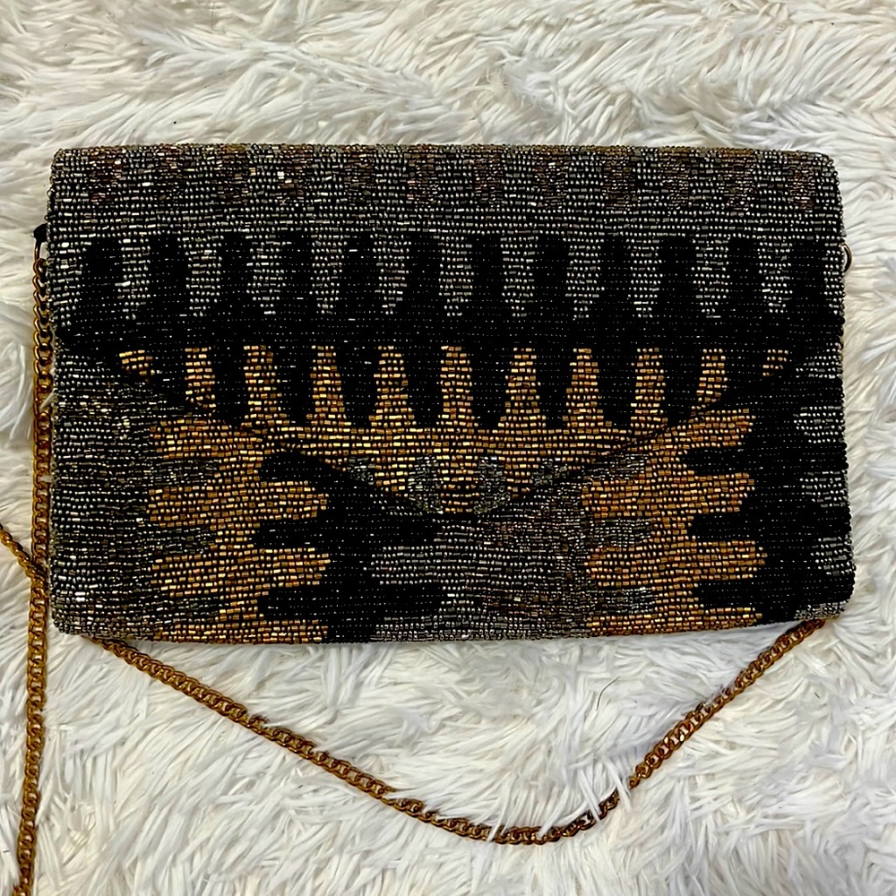 EUC Tiana Beaded Bag With Gold Chain